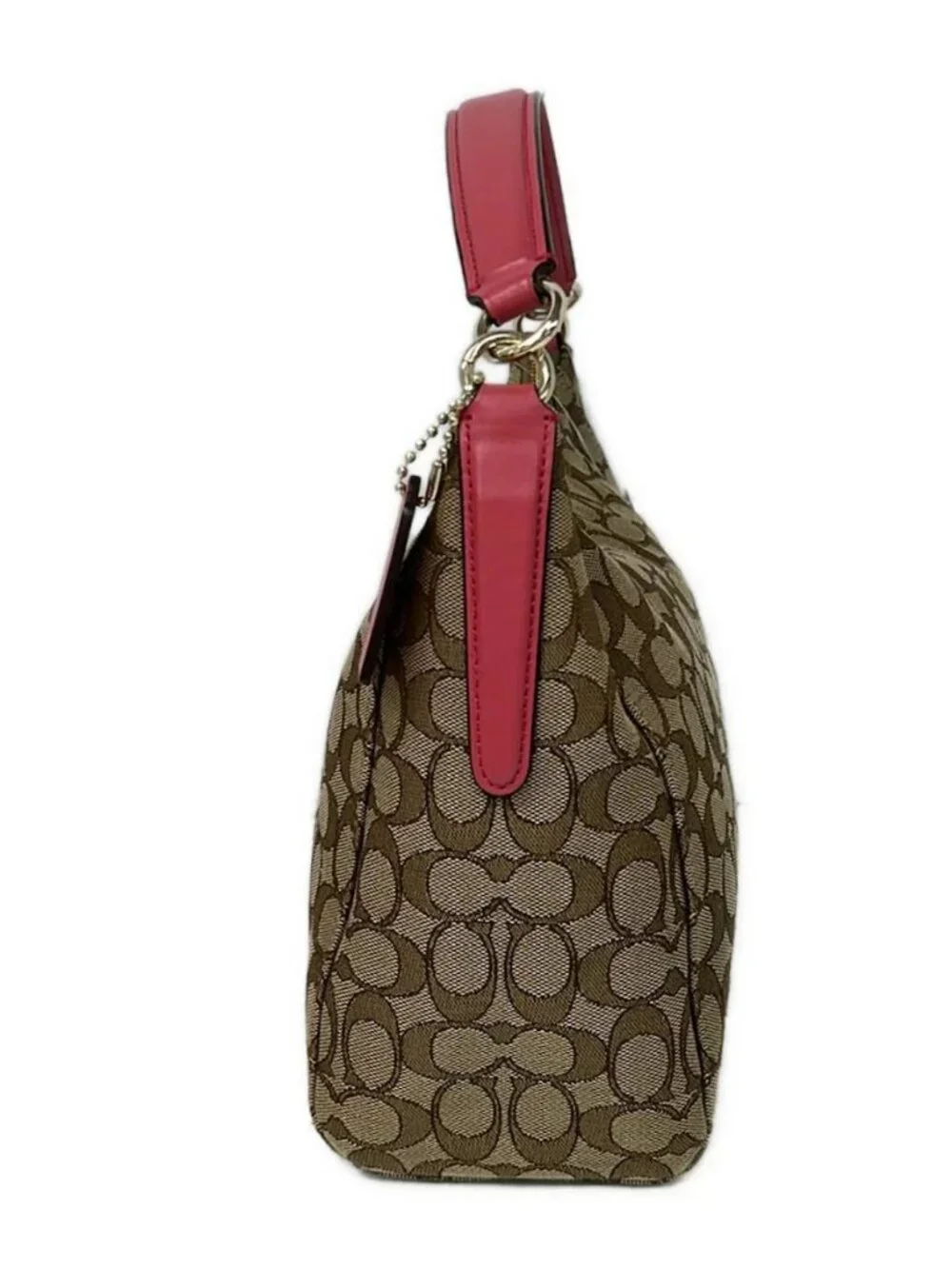 COACH Signature Celeste EW Hobo F58284 Beige Dark Brown Pink Jacquard Leather
